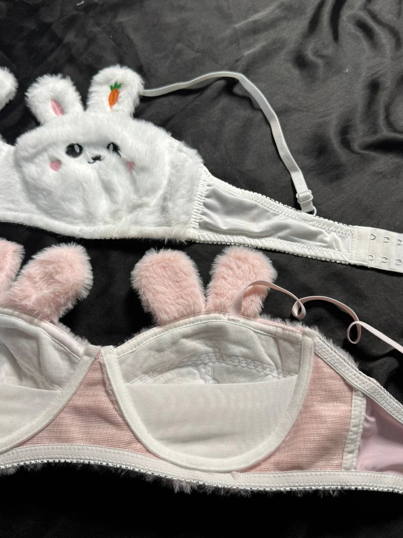 Cartoon bra set - Cute Anime Soft Plush Design bra underwear set imported