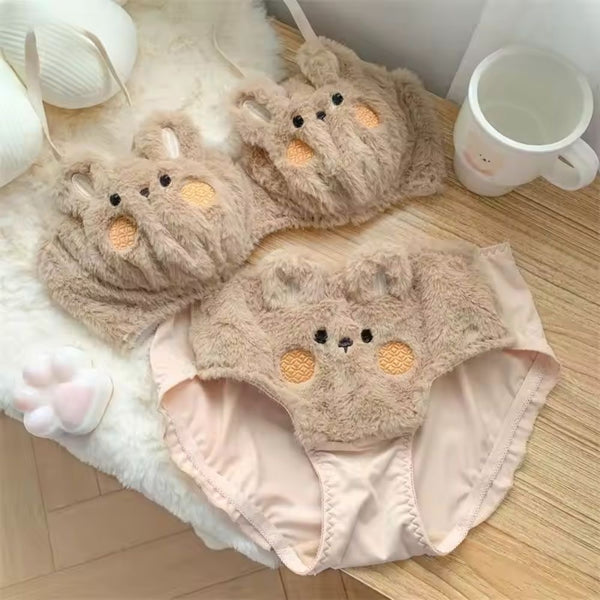 Rabbit style Cute Soft Design bra and  underwear set imported.                        Colours: pink and white